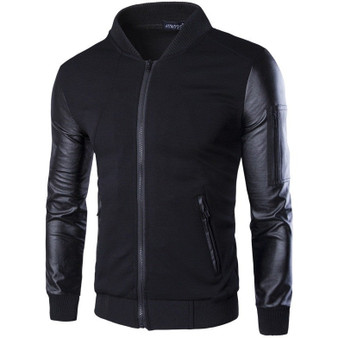 Men Hoodies Patchwork Leather Sleeve Fashion Hoodies Men Jacket Coat Brand Sweatshirt Sports Suit Pullover Tracksuits Masculino