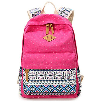 Vintage Girl School Bags For Teenagers Cute Dot Printing Canvas Women Backpack Mochila Feminina Casual Bag School Backpack