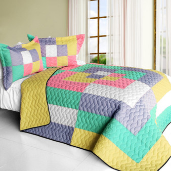 [Wonderland] 3PC Vermicelli - Quilted Patchwork Quilt Set (Full/Queen Size)