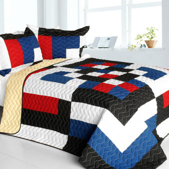 [Once] 3PC Vermicelli - Quilted Patchwork Quilt Set (Full/Queen Size)