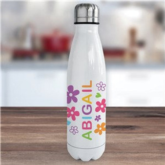 Personalized Name with Flowers Water Bottle