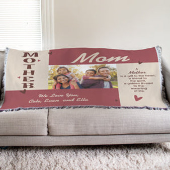 Personalized Mother Photo Tapestry Throw