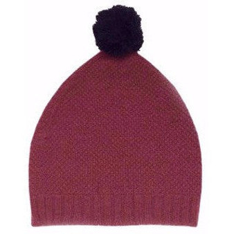 Burgundy Pom Pom Hat (Cashmere & Wool)