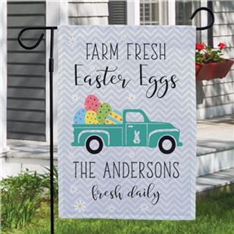 Personalized Farm Fresh Easter Eggs Garden Flag