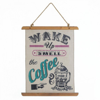 Linen Wall Art - Wake Up Smell the Coffee