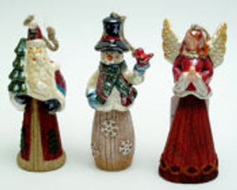 Set of 3 Ornaments Angel, Santa, Snowman