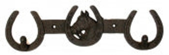 Cast Iron Horse Horseshoe 2 Hook Rack