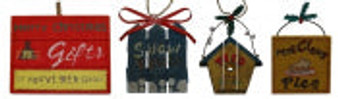 WoodMetal Sign Ornaments Set of Four