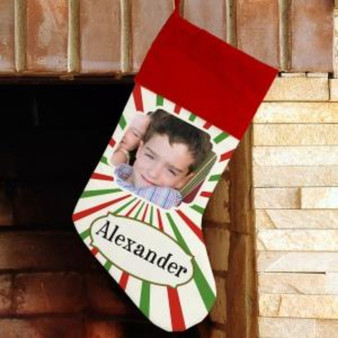 Christmas Stripes Photo Stocking