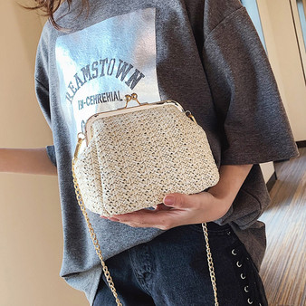 Fashion Wild Chain Messenger Shoulder Solid Weaving bag