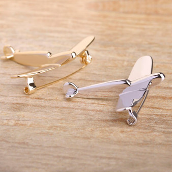 Simple Airplane Brooch or Collar Pin for Men and Women