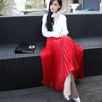 Fashion Vintage solid flared Maxi Skirt