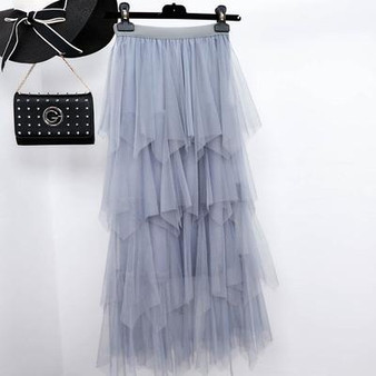 irregular Tulle Skirts Fashion Elastic High Waist Mesh Tutu Skirt