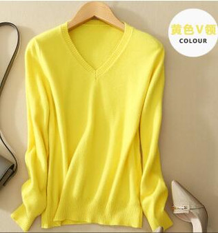 V-Neck Autumn Cashmere Wool Knit Sweater