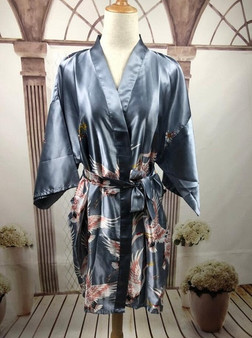 Silk Satin short Wedding Bride Bridesmaid Robe Kimono Sleepwear