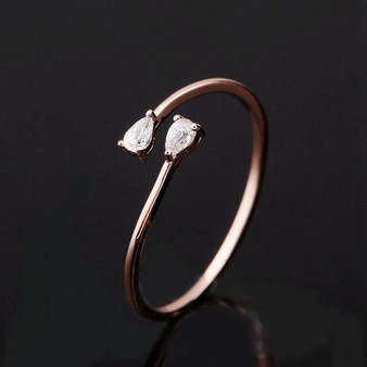 Cute Small Cubic Zircon Adjustable Ring