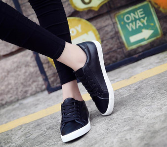 lace-up solid color casual women sneakers