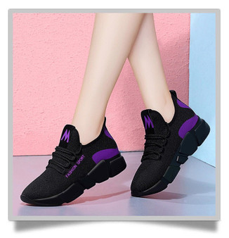 casual breathable lightweight Walking mesh lace up flat sneakers