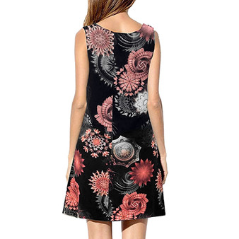 Summer Casual Sleeveless Floral Printed Swing Dress Sundress