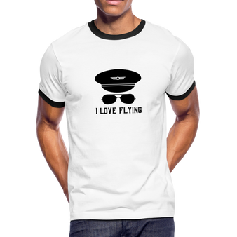 Men's Ringer T-Shirt, Captain Loves Flying