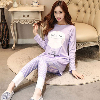 Cute Cartoon Print Long Sleeved Pajama set