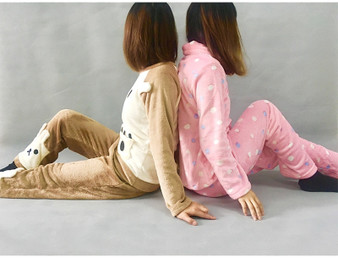 Flannel Long Sleeves Hooded Pajama Set