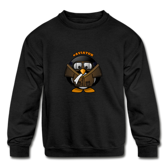 Kids' Crewneck Sweatshirt, Aviator Penguin