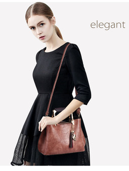 Leather Casual Tote Vintage Tassel Women's Shoulder Bag