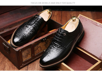 Crocodile Pattern Leather Men's Oxford Shoe