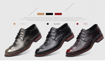 Crocodile Pattern Leather Dress Men's Shoe