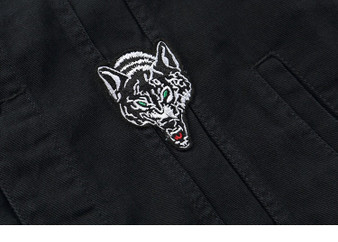 Denim Black Rose Embroidery Denim Jacket