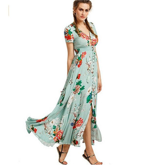 Vintage Lace-Up Long Casual Cotton Bohemian (Boho) Dress