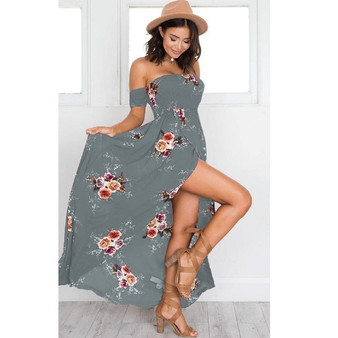 Off Shoulder Floral Printed Long Maxi Summer Bohemian (Boho) Dress