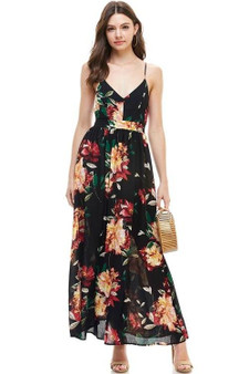 Floral Spaghetti Strap Maxi Dress