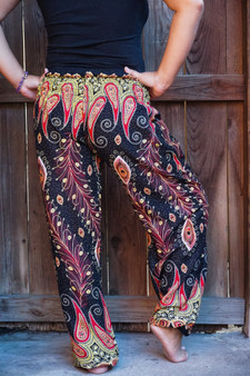 Black Peacock Boho Hippie Gypsy Pants