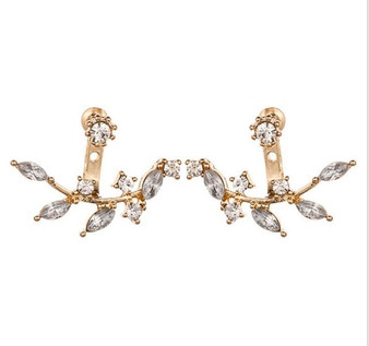 Women's New Style Crystal Stud Ear Jacket Earrings