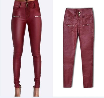 Women's High Waist Skinny Stretch Soft Faux Leather Pants