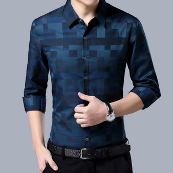 Men's NEW Stylish Long Sleeve Dress Shirt With Turn-down Collar