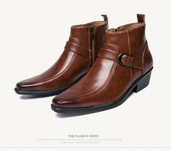 Men's Dress Ankle Zip Leather Boots