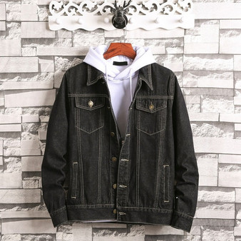 Solid Denim Jeans Jacket Men's