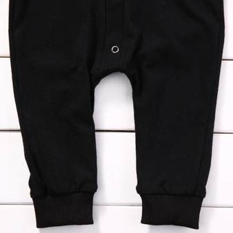 Black Hooded Romper Jumpsuit for Baby Boys