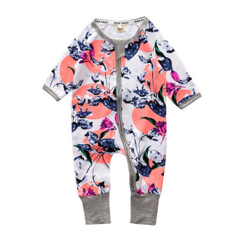 Floral Zipper Cute Romper Jumpsuit for Baby Girls