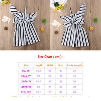 Striped One Shoulder Ruffle Romper Jumpsuit for Baby Girls