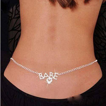Ladies Trendy Glittery Silver Rhinestone Crystal Body Belly Chain