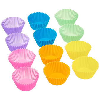 12pcs/Set Silicone Cake Round Shaped Muffin Cupcake Baking Molds