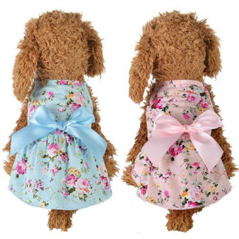 Cute Dog Summer Printed Streamer Princess Dress