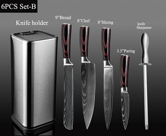 XITUO Kitchen Chef Set Knife Stainless Steel Knife Holder Santoku Utility Cut Cleaver Bread Paring Knives Scissors Cooking Tools