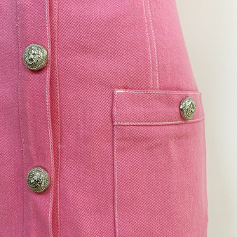 Pink denim buttoned mini dress