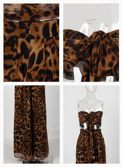 Two-Pieces Leopard Chiffon High Waist Set