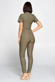 Short Sleeve V-Neck Jumpsuit In Colors